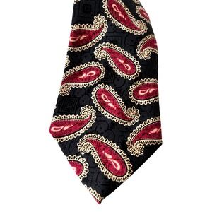 Vintage Polo By Ralph Lauren Neiman Marcus Handmade USA Silk Paisley Black Tie